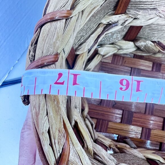 Vtg Woven Oval Basket Natural Mixed Media Rustic Storage Decor CabinCore - Picture 8 of 8